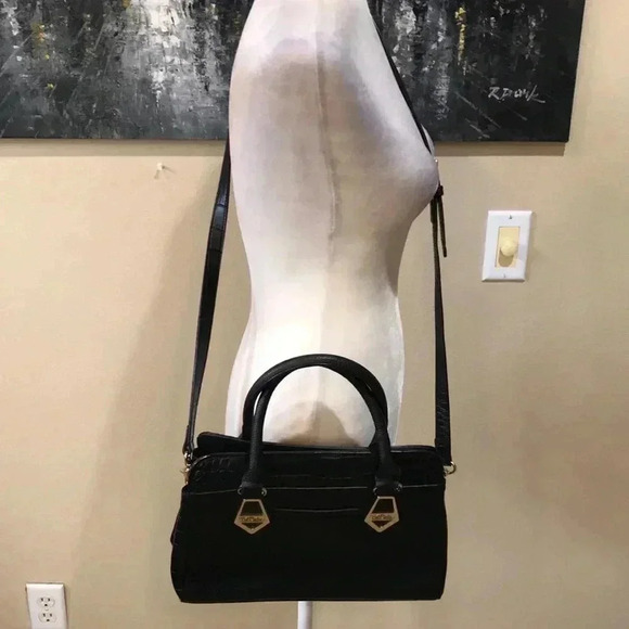 Bob Mackie Black Handbag with Double Handle and Crossbody/Shoulder Strap. - Picture 4 of 11